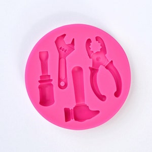Hand Hardware Tools Molds For Chocolate Fondant Silicone Molds, Mini Pliers Construction Tools Cake Decorating Molds (4 Pcs) For Cookies Marzipan Candy Chewing Gum Clay Resin Soap