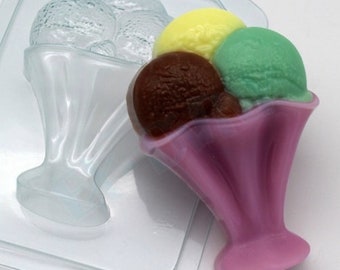 ICE CREAM SUNDAE Molde, Molde de jabón, Molde de bomba de baño, Molde de chocolate, Molde de verano, Molde de postre, Molde de comida, Molde para fiestas en la piscina, Decoración de pastel para niños
