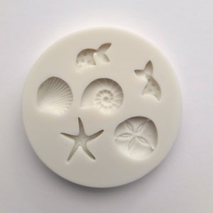 Mermaid, Starfish & Sea Shells Mold, Beach Themed Mold, Under the Sea Mold, Mini Chocolate Mold, Resin Mold, Polymer Clay Mold, Cupcake Mold