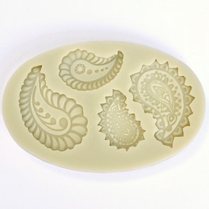 PAISLEY SILICONE MOLD, 4-Cavity Highly Detailed Fondant Mold, Chocolate Mold Cake Decorating, Gum Paste Mold, Pattern Resin Mold, Candy Mold