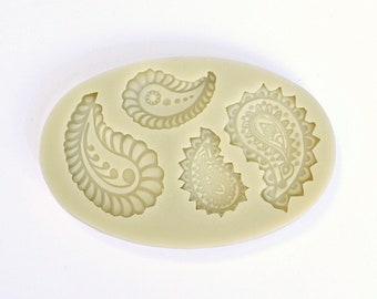 PAISLEY SILICONE MOLD, 4-Cavity Highly Detailed Fondant Mold, Chocolate Mold Cake Decorating, Gum Paste Mold, Pattern Resin Mold, Candy Mold