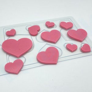 HEARTS VARIETY MOLD, Chocolate Mold, Valentines Day Cake Decoration, Fondant Mold, Wedding Cake Mold, Love Theme Mold, Hearts and Kisses