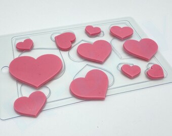 HEARTS VARIETY MOLD, Chocolate Mold, Valentines Day Cake Decoration, Fondant Mold, Wedding Cake Mold, Love Theme Mold, Hearts and Kisses