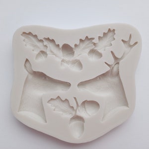 DEER VARIETY MOLD, Fondant Mold, Chocolate Mold, Christmas Cupcake Decor, Woodland Theme Mold, Acorn Mold, Winter Cake Mold, Resin Mold