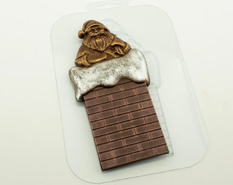 CHIMNEY SANTA MOLD, Chocolate Mold, Christmas Cake Decoration, Fondant Mold, Holiday Baking, Winter Mold, Santa Climbing Mold, Plastic Mold
