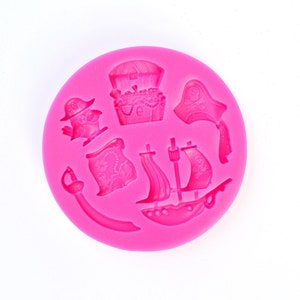 MOLDE TEMÁTICO PIRATA, mapa de espada de barco de tesouro de papagaio, molde de fondant de chapéu de pirata, molde de chocolate, decoração de cupcake para aniversário de meninos, para resina