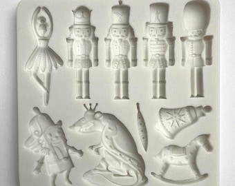 NUTCRACKER FAIRYTALE MOLD Ballerina, Mouse King, Christmas Theme Fondant Mold, Chocolate, Cupcake Decoration Tools, Resin Mold, Clay Mold