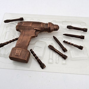 DRILL MOLD SET, Chocolate Making Supplies, Tool Molds for Him, Power Drill, Unique Molds for Men Handyman Theme, Soap Mold, Candy Mold