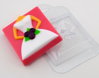 WEDDING DRESS MOLD, Chocolate Mold, Fondant Mold, Wedding Cake Decoration, Bride and Groom Soap Making Supplies, Candle Wax Mold, Baking