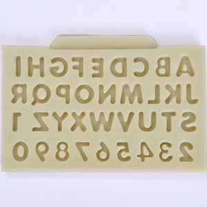 MOLDE DE LETRAS Y NÚMEROS, Mini molde de silicona para fondant con alfabeto, Molde para decoración de tartas, Molde para chocolate, Molde de letras sencillas, Molde de resina, Molde para joyería