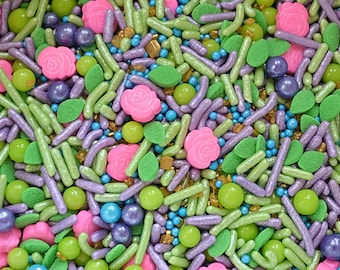 Fairy Garden Mix Sprinkles by Sprinklify - Food Grade Sugar Sprinkles for Cakes, Cupcake Decorating, Baking, Birthday Party Supplies