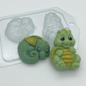 MOLDE DRAGON DUO, molde para jabón, molde para bombas de baño, molde para chocolate, molde para decoración de tartas con dinosaurios, molde para fondant, molde para cera de velas, molde para criaturas adorables