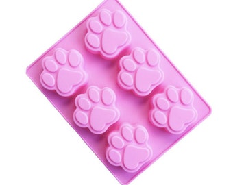 PAW PRINTS MOLD, 6 Cavity Soft Silicone Baking Mold, Chocolate Mold, Cake Decoration Mold, Pets Theme Soap Mold, Puppy Mold, Dog Mold