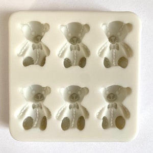 TEDDY BEARS MOLD, 6 Cavity Fondant Mold, Chocolate Mold, Resin Mold, Clay, Kids Birthday Cake Decoration, Valentines Day Mold, Love Theme