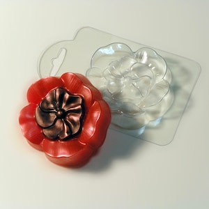 POPPY FLOWER MOLD, Floral Chocolate Mold, Mothers Day Cake Decoration, Fondant Mold, Flower Bath Bomb Mold, Candle Wax Mold, Fast Shipping