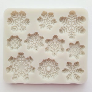 SNOWFLAKE VARIETY MOLD, Fondant Mold, Winter Holiday Chocolate Mold, Christmas Mold, Cupcake Decoration, Mold for Treats, Winter Wonderland