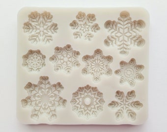 SNOWFLAKE VARIETY MOLD, Fondant Mold, Winter Holiday Chocolate Mold, Christmas Mold, Cupcake Decoration, Mold for Treats, Winter Wonderland