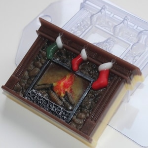 FIREPLACE MOLD, Chocolate Mold, Christmas Cake Decoration, Holiday Baking, Fondant Mold, Soap Mold, Bath Bomb Mold, Christmas Stockings Mold