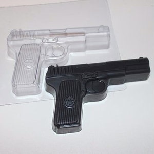 GUN MOLD, Plastic Chocolade Mold, Pistool Bad Bom Mold, Handgun Mallen voor Mannen, Mallen voor Kinderen, Jongens, Kinderen, Unieke Zeep Making Supplies
