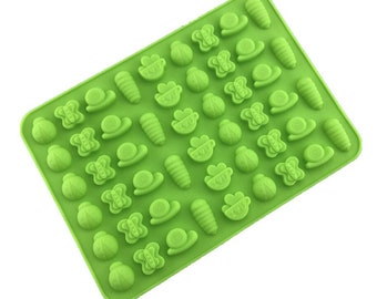 INSEKTER MED VARIATIONER - Silikongodisform med 50 håligheter, gummiform, hartsform, chokladform, fjärilar, nyckelpigaform, tvålinbäddningsform