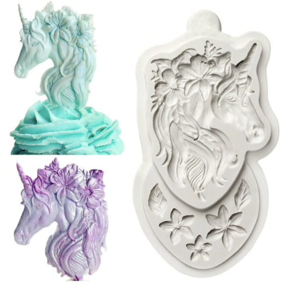 STAMPO UNICORNO, Stampo in silicone per cupcake a forma di unicorno, Stampo per resina, Stampo per fondente, Forniture per decorare torte a tema unicorno, Stampo per cioccolato floreale - Italia