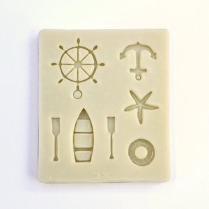 NAUTICAL VARIETY MOLD, 7 Cavity Fondant Mold, Boat Anchor Starfish Ocean Theme Mold, Cupcake Decorating, Beach Mold, Cookies Decoration