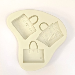 STAMPO PER TRIO DI BORSE, Stampo alla moda, Stampo in silicone per fondente, Stampo in resina, Stampo fantasia, Decorazione per cupcake per la festa della mamma, Dolci 16, Stampo per borse di design