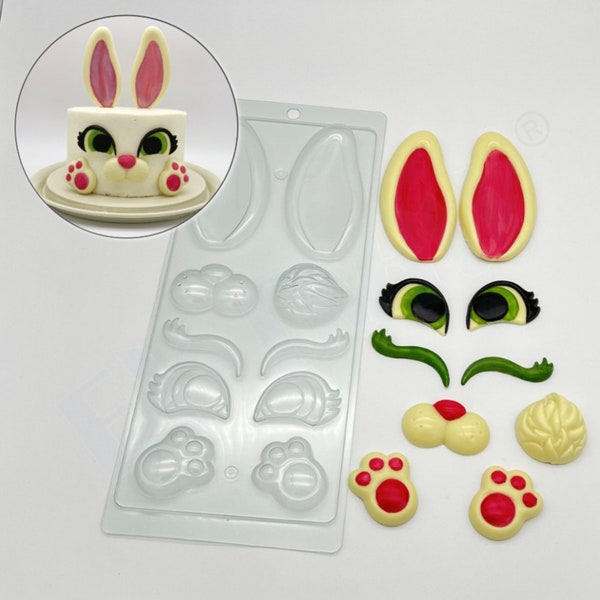 6 Inch Bunny Top View Easter Chocolate Candy Mold By Candy Molds N More (Model 810) - Clear Plastic