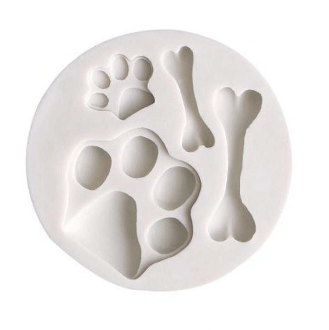 PAW & BONE MOLD, 4 Cavity Silicone Mold, Dog Paw Print Mold, Pet Mold