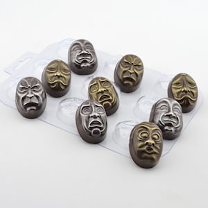 EMOTION FACES MOLD, Chocolate Mold, Mini Candy Mold, Theater Theme Cake Decoration, Body Parts Mold, Sad Happy Surprised Mask Mold