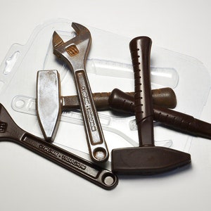 WERKZEUGFORM SET - 2 HohlraumHammer & Schraubenschlüssel - Schokoladenherstellung, Formen für Ihn, Einzigartige Formen für Männer Handyman Thema, Seifenform, Candy Mold