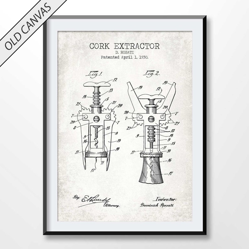 BLACK WHITE CORKSCREW ART PRINT Poster Pub Bar Restaurant Decor Wall Picture