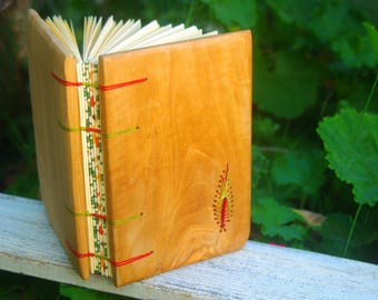 Personalized Olive Wood Plant Journal, Engraved Botanist Notebook