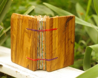 Mini Olive Wood Journal: Small Travel Sketchbook, Vegan Diary