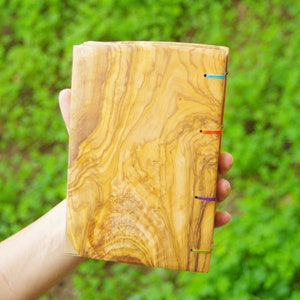 Olive Wood Journal, Travel book, Natural Journal, Ecofriendly Diary, Sketchbook, Hippie Journal, Gypsy Notebook, Rustic Guestbook, His Gift image 5