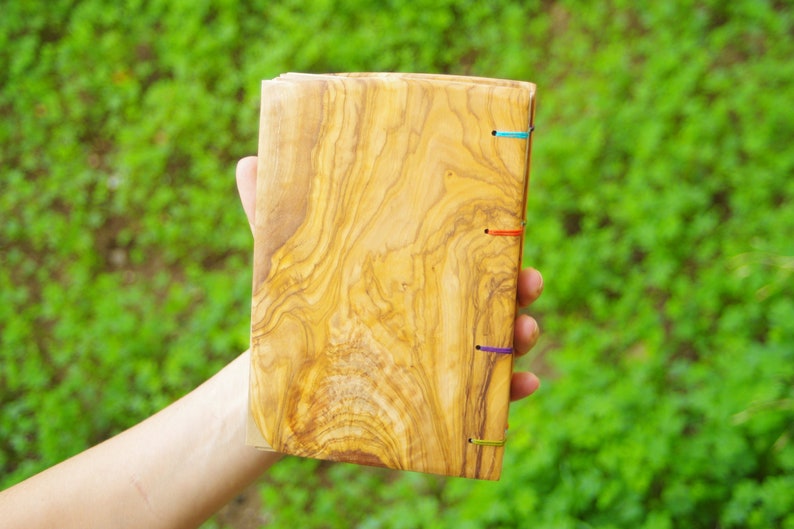 Olive Wood Journal, Travel book, Natural Journal, Ecofriendly Diary, Sketchbook, Hippie Journal, Gypsy Notebook, Rustic Guestbook, His Gift image 5