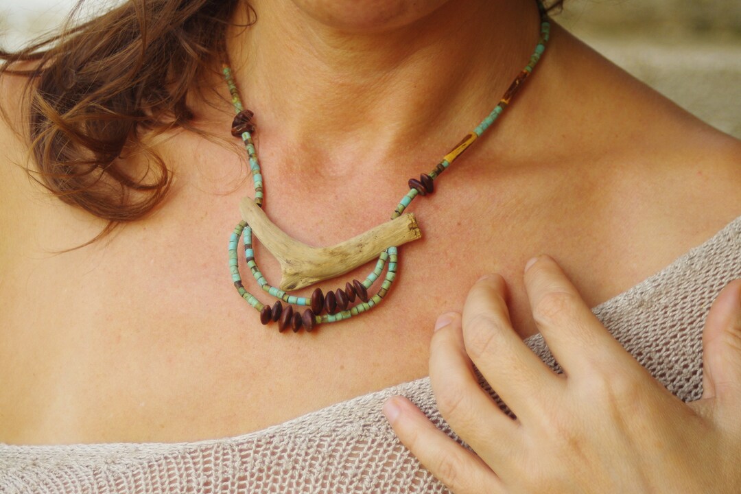 Natural Seed Jewelry Wooden Necklace Driftwood Necklace Etsy