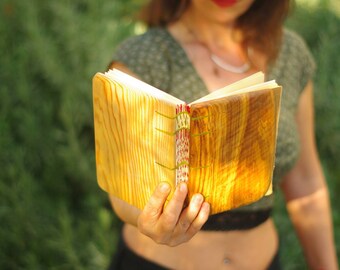 Personalized Olive Wood Guest Book, Cedar, Handbound Travel Journal