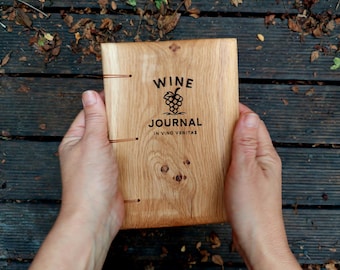 Personalized Wood Wine Tasting Journal, Handmade Sommelier Log Book