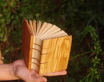 Handmade Olive Wood Journal, Small Travel Diary, Personalized Notebook
