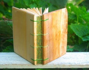 Personalized Wood Cover Journal: Handmade Coptic Bound Diary