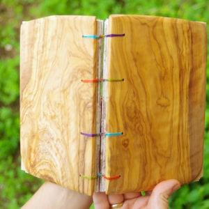 Olive Wood Journal, Travel book, Natural Journal, Ecofriendly Diary, Sketchbook, Hippie Journal, Gypsy Notebook, Rustic Guestbook, His Gift image 1