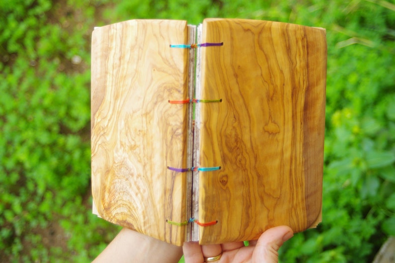 Olive Wood Journal, Travel book, Natural Journal, Ecofriendly Diary, Sketchbook, Hippie Journal, Gypsy Notebook, Rustic Guestbook, His Gift image 1