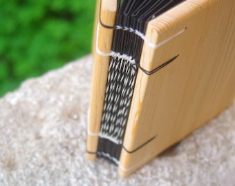 Livro de visitas personalizado em madeira, álbum de papel preto, diário de viagem encadernado à mão