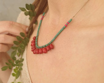 Red seed necklace, natural jewelry
