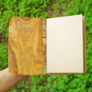 Olive Wood Journal, Travel book, Natural Journal, Ecofriendly Diary, Sketchbook, Hippie Journal, Gypsy Notebook, Rustic Guestbook, His Gift image 3