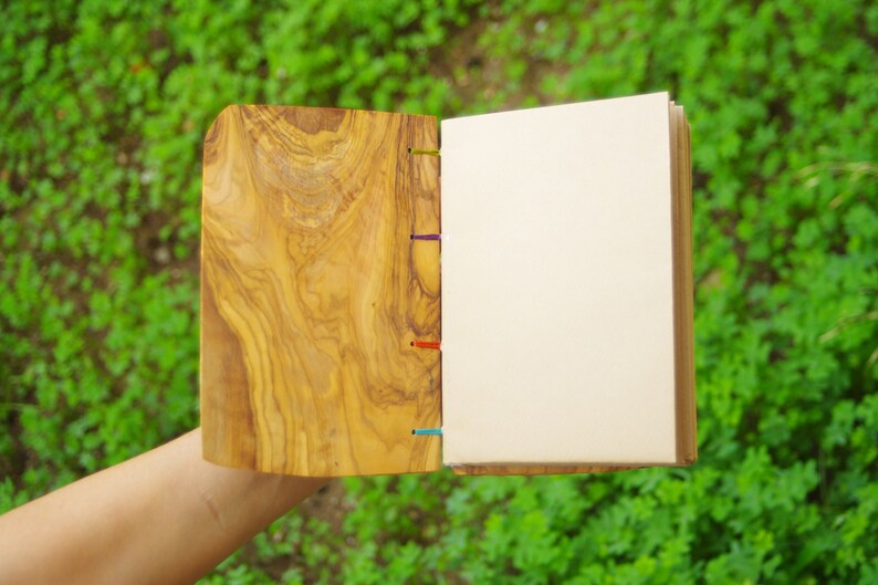 Olive Wood Journal, Travel book, Natural Journal, Ecofriendly Diary, Sketchbook, Hippie Journal, Gypsy Notebook, Rustic Guestbook, His Gift image 3