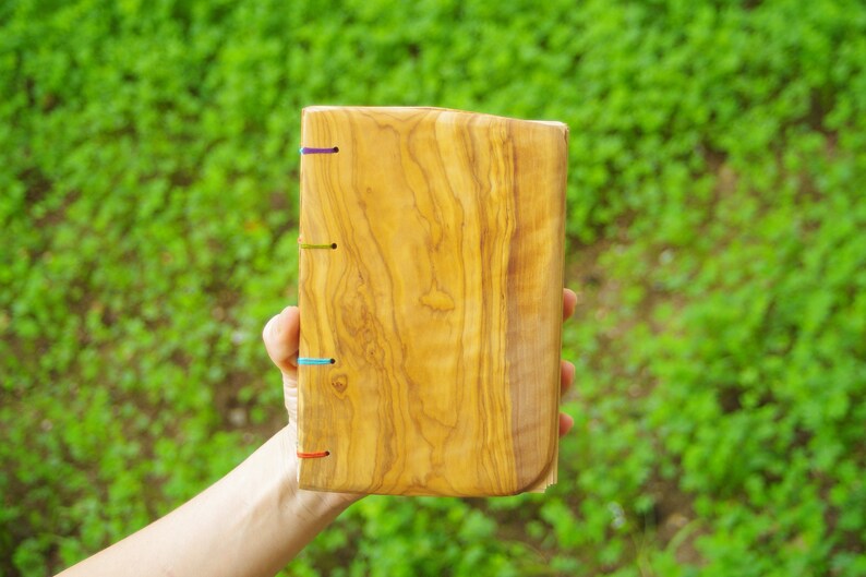 Olive Wood Journal, Travel book, Natural Journal, Ecofriendly Diary, Sketchbook, Hippie Journal, Gypsy Notebook, Rustic Guestbook, His Gift image 4