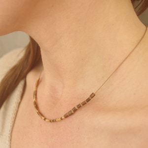 Natural wood necklace, skinny necklace, delicate choker, wood lover gift, minimalist jewelry, tribal necklace, strand necklace, simple jewel