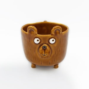 Brown bear cup, Sweet Teddy Bear cup for coffee or tea, Coffee cup, Ceramic cup. Animal Cup. Bear ceramics image 1